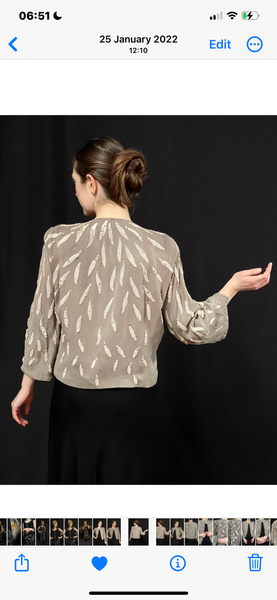Dove Grey Silk Crêpe Jacket with Sequin Embellishments: C1930s France