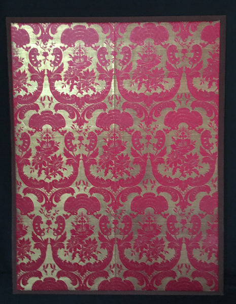 Fine Red and Gold Silk Brocade panel: C19th Europe